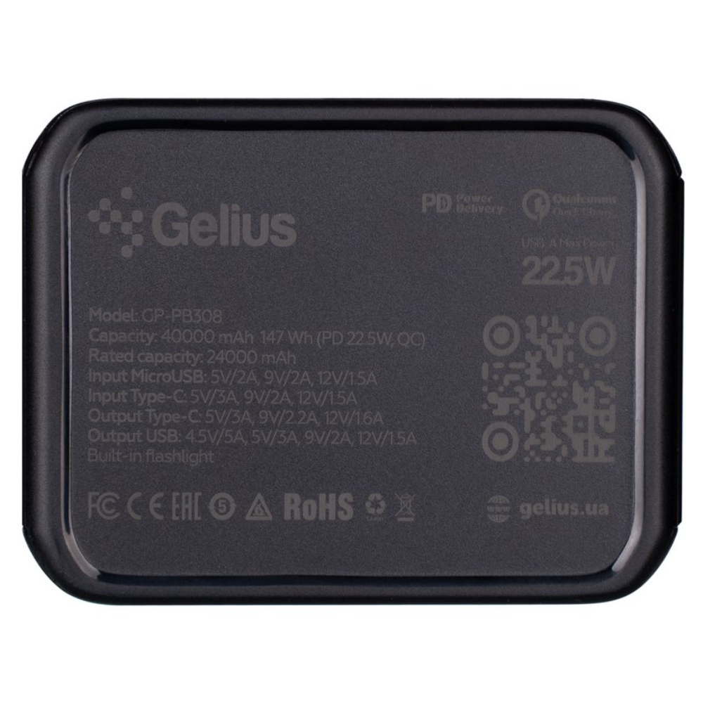 Повербанк Gelius Wide GP-PB308 40000mAh QC+PD 22.5W/Led Black с лого Повербанк Gelius Wide GP-PB308 40000mAh QC+PD 22.5W/Led Black с лого Фото 4